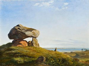 Un túmulo funerario prehistórico cerca de Raklev en Refsnæs de Johan Thomas Lundbye