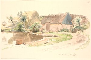 Granja y estanque del pueblo de Johan Thomas Lundbye