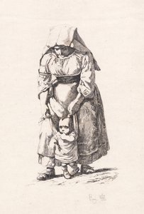 Una campesina de Civitella llevando a su pequeño hijo con una correa de Johan Thomas Lundbye
