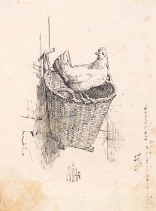 Una gallina en una cesta