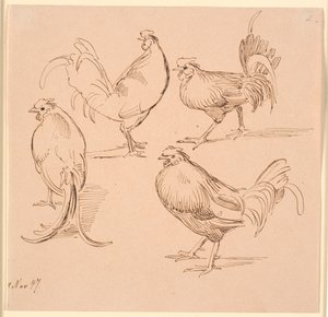 Cuatro estudios de gallos de Johan Thomas Lundbye
