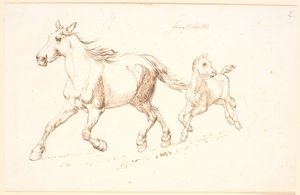 Yegua galopando con su potro de Johan Thomas Lundbye