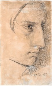 Cabeza de un joven serio, perfil 3/4 hacia la derecha de Johan Thomas Lundbye