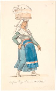 Italiana con una cesta en la cabeza