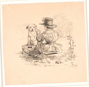 El paseo. Ilustración para "Fábulas para niños" de Kaalund. Ver comentario del catálogo de archivos. de Johan Thomas Lundbye