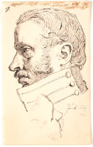 El hermano del artista Christen Carl Lundbye, retrato de busto, perfil a la izquierda. Arriba, boceto suelto de la misma persona visto parcialmente desde arriba. de Johan Thomas Lundbye