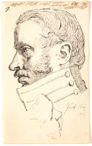 El hermano del artista Christen Carl Lundbye, retrato de busto, perfil a la izquierda. Arriba, boceto suelto de la misma persona visto parcialmente desde arriba.