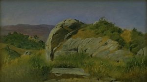 Paisaje con rocas en primer plano. Civitella, Italia de Johan Thomas Lundbye