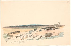 Paisaje de Hornbæk con la plantación y Kullen al fondo de Johan Thomas Lundbye
