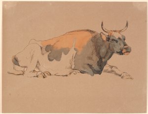 Vaca tumbada roja y negra de Johan Thomas Lundbye