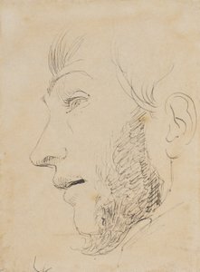 Retrato de hombre de perfil hacia la izquierda, visto desde abajo de Johan Thomas Lundbye