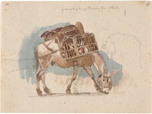 Mula con cesta de gallinas de Johan Thomas Lundbye