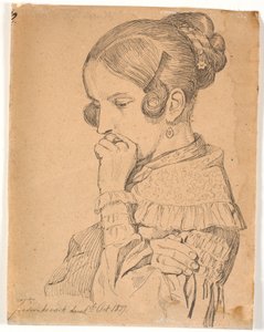 Retrato de una joven dama, perfil 3/4 hacia la izquierda de Johan Thomas Lundbye