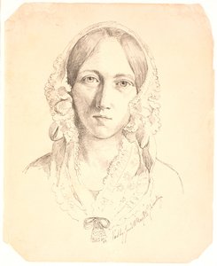 Retrato de una joven mujer, de frente. Posiblemente representando a Louise Marie Neergaard (1816-1895) de Johan Thomas Lundbye