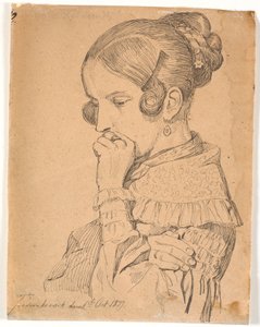 Retrato de una joven dama, perfil 3/4 hacia la izquierda