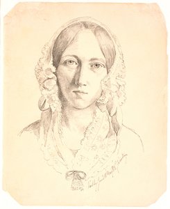 Retrato de una joven mujer, de frente. Posiblemente representando a Louise Marie Neergaard (1816-1895) de Johan Thomas Lundbye