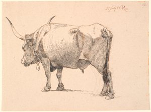 Toro romano con campana en el cuello, visto desde atrás de Johan Thomas Lundbye