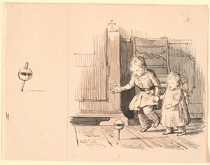 Rumlepotten. A la izquierda pequeño estudio de rumlepotten de Johan Thomas Lundbye