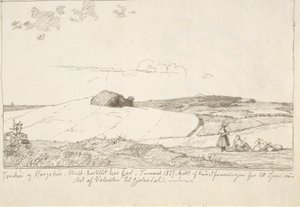 Paisaje de Selandia. En el fondo Vejrhøj, pegado en la página 6 de Johan Thomas Lundbye