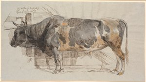 Toro de Pie en su Establo de Johan Thomas Lundbye