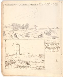 Muro de piedra en Rakløv en Refsnæs. Dibujo realizado directamente en la página 10 del cuaderno