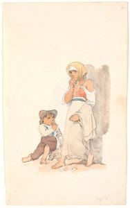Niños mendigos, mordiendo pan de Johan Thomas Lundbye