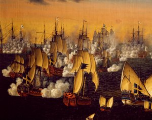 Batalla de Bjorko, cerca de Estocolmo, por Johan Tietrich Schoultz (1754-1807) de Johan Tietrich Schoultz