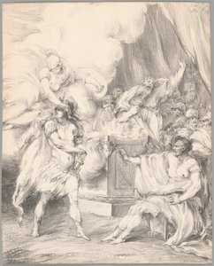 Aquiles inmovilizado por Atenea en la tienda de Agamenón, de la Ilíada, Libro I