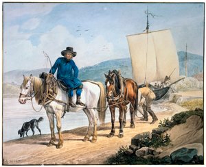 Un Caballo y Carro en el Río, 1817 de Johann Adam Klein