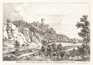 Vista de St. Helena y del castillo Rauhenstein en Baden de Johann Adam Klein