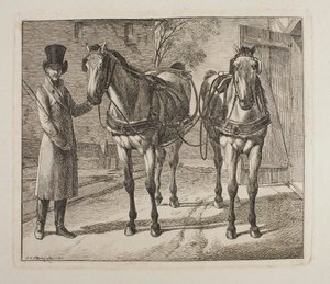 Caballos de carruaje con arneses de Johann Adam Klein