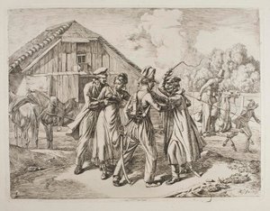 Cosacos irrumpen en una granja de Johann Adam Klein