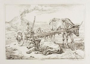 En Nápoles (bueyes y una carreta en Nápoles) de Johann Adam Klein