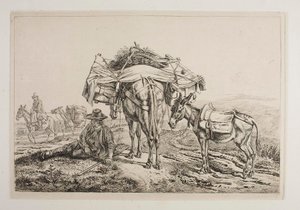 Mula cargada en la Campaña romana de Johann Adam Klein