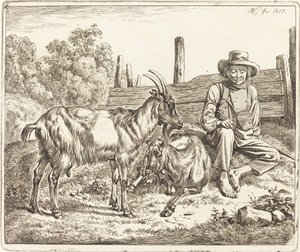 Pastor con dos cabras