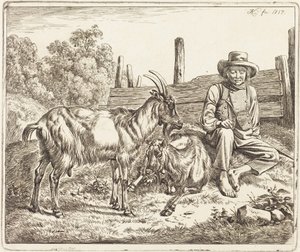 Joven pastor con dos cabras de Johann Adam Klein