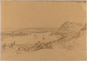 Vista de Coblenza con el Rin y la fortaleza Ehrenbreitstein (anverso); Vista del castillo de Heidelberg (reverso)