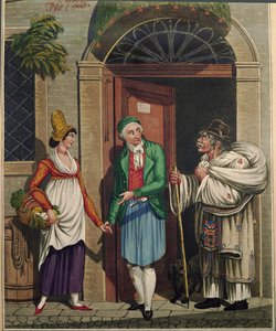 Cocinera y mayordomo con comerciantes croatas vendiendo ropa blanca, de una serie de Tipos ...