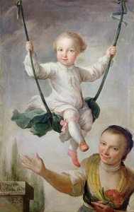 Christoph Adalbert Friedrich von Stein en un Columpio, 1768 de Johann Andreas Herrlein