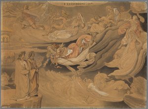Dante im zweiten Kreis der Hölle, spricht mit Francisca da Rimini de Johann Anton Ramboux