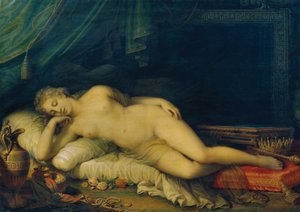 Venus durmiendo en un sofá de Johann Baptist Lampi d. J.