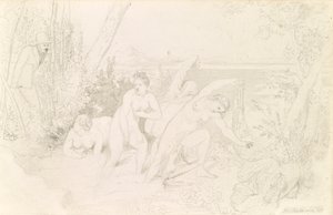 Pintor sorprende a cuatro bañistas (anverso) de Johann Baptist Reiter