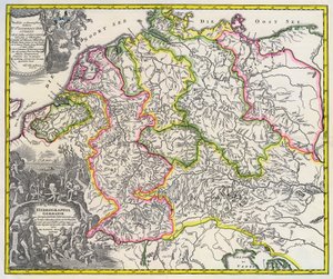 Mapa hidrográfico de Alemania, circa 1720 (grabado)