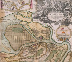 Mapa de San Petersburgo, plan maestro, ca. 1718-1719 de Johann Baptista Homann