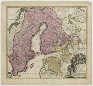 Regni Sueciae, ca 1730 de Johann Baptista Homann