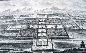 Vista Perspectiva del Palacio Imperial, Pekín, China, de 