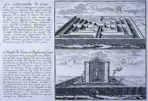 El Laberinto en Creta y el Templo de Venus, Pafos, Chipre, ambos tomados de diseños encontrados en monedas romanas antiguas de 