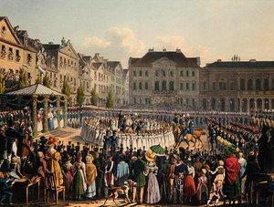 Ceremonia de Consagración de la Bandera de la Guardia Ciudadana de Kassel en 1831