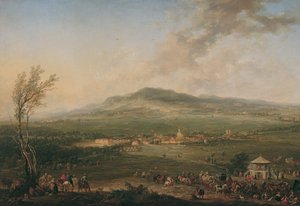 Laxenburg desde Lusthaus en Hanawiese hacia Mödling de Johann Christian Brand