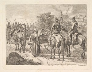 Cosacos escoltando el cassone del regimiento, 1815